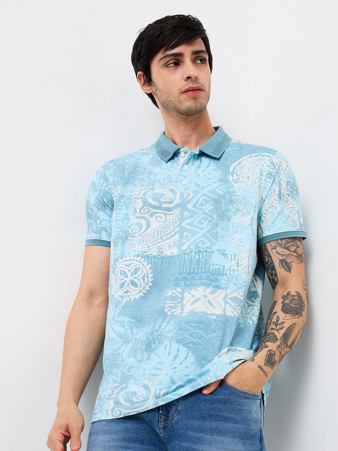 Spykar Mens T-Shirt H/S Mktfp1Be033 Cameo Blue