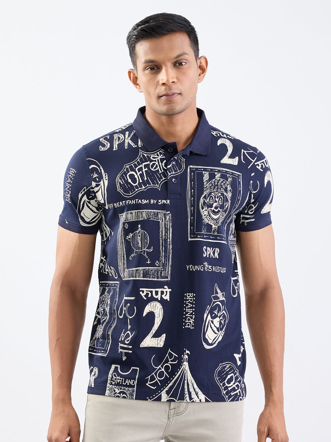 SPYKAR MENS T-SHIRT F/S MKTFP2BE080 NAVY BLUE