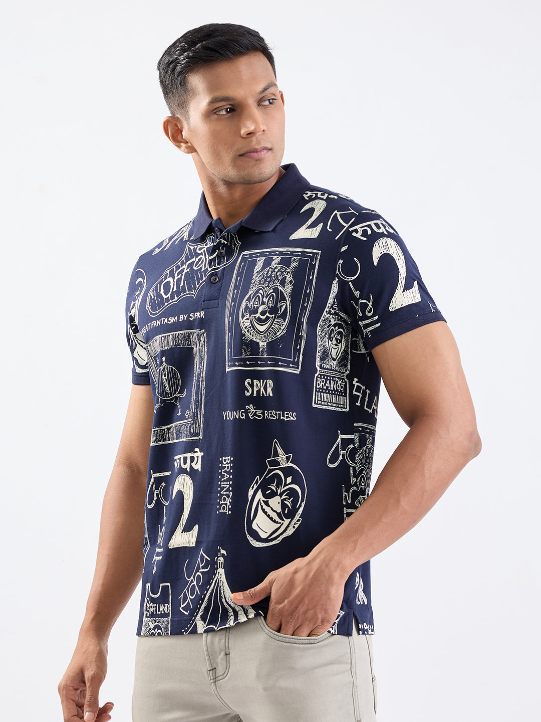 SPYKAR MENS T-SHIRT F/S MKTFP2BE080 NAVY BLUE