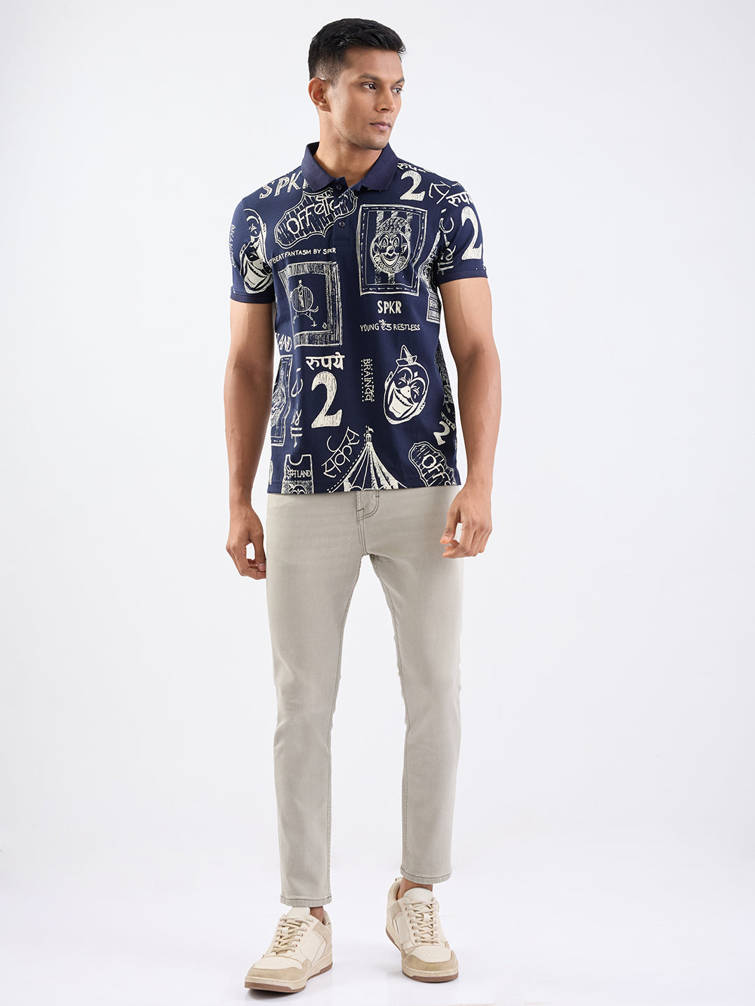 Spykar Navy Blue Slim Fit Casual T-Shirt For Men - Goyalsons ShopMax