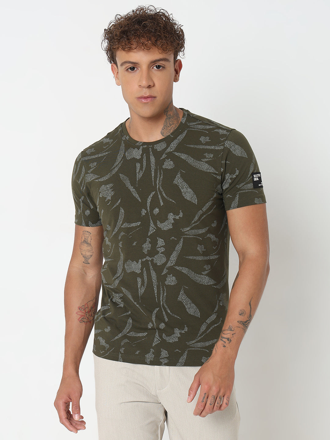 Spykar Mens T-Shirt H/S Mktft1Bd070 Rifle Green