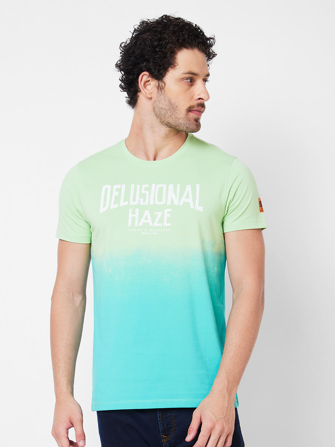 Spykar Mens T-Shirt F/S Mktft1Bd089 Mint Green