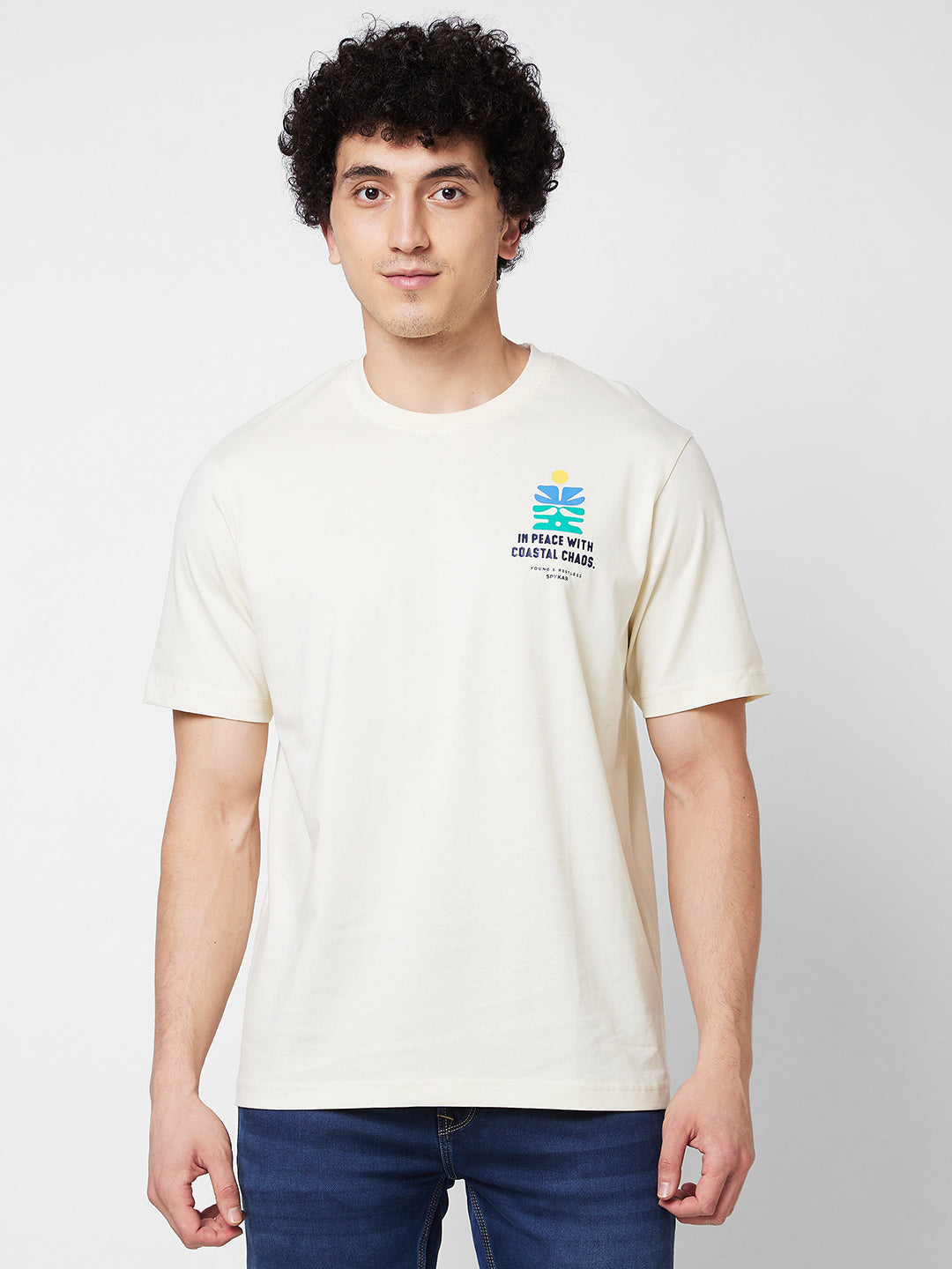 Spykar Mens T-Shirt H/S Mktft1Bd093 Off White