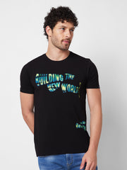 Spykar Mens T-Shirt H/S Mktft1Bd148 Black