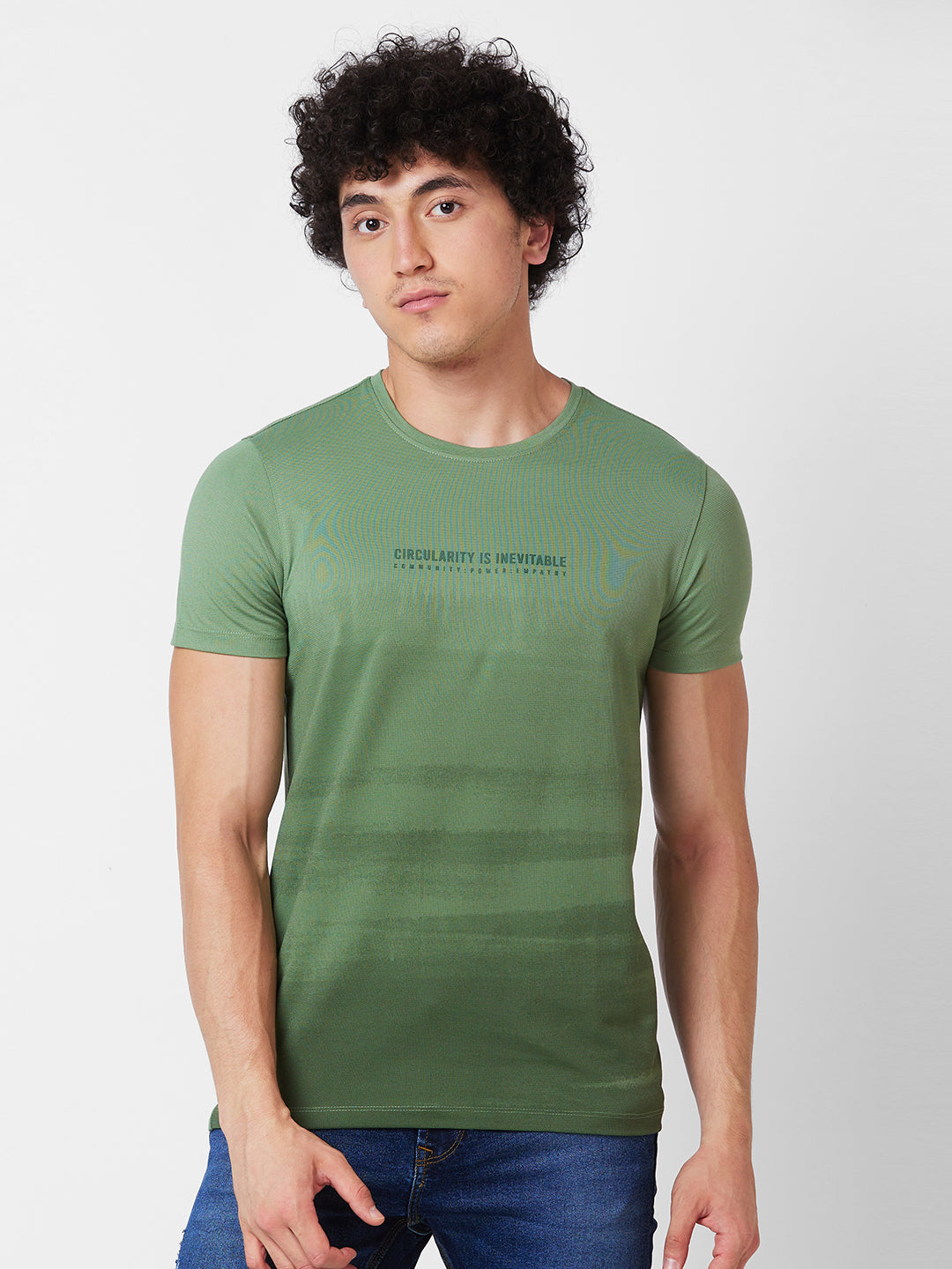 Spykar Mens T-Shirt H/S Mktft1Bd167 Sage Green