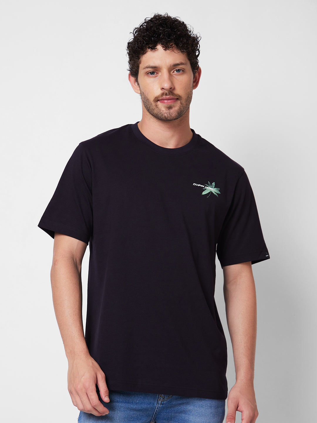 Spykar Mens T-Shirt H/S Mktft1Bd168 Navy Blue