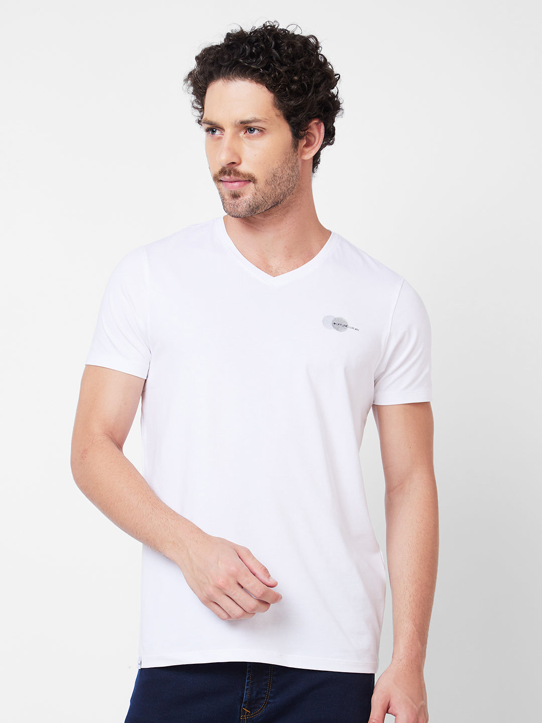 Spykar Mens T-Shirt H/S Mktft1Bd182 White