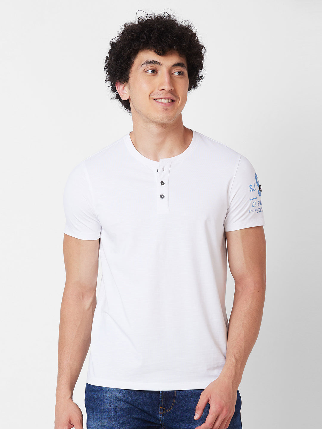 Spykar Mens T-Shirt H/S Mktft1Bd186 White