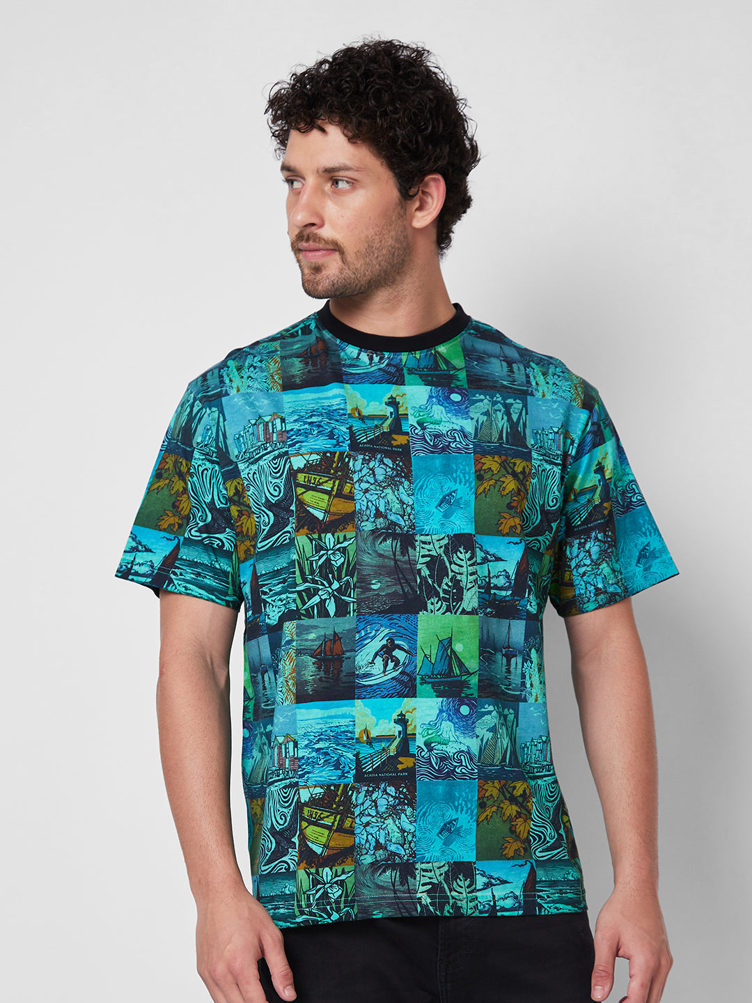 Spykar Mens T-Shirt H/S Mktft1Bd201 Sage Green