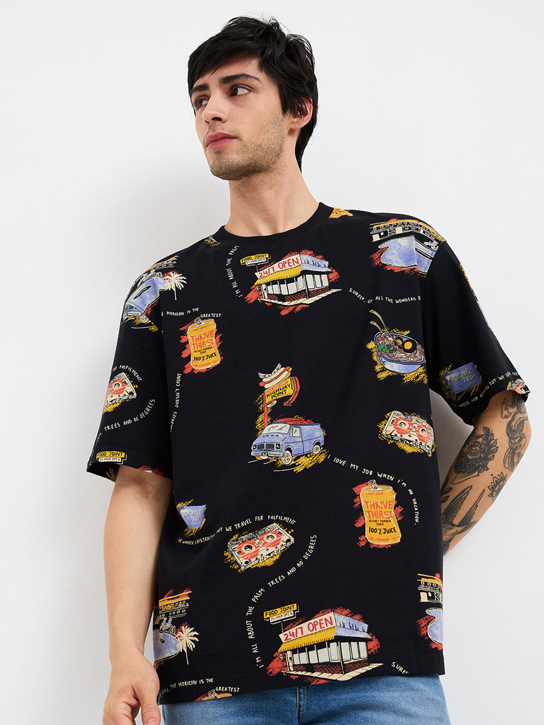 Spykar Mens T-Shirt H/S Mktft1Be014 Black