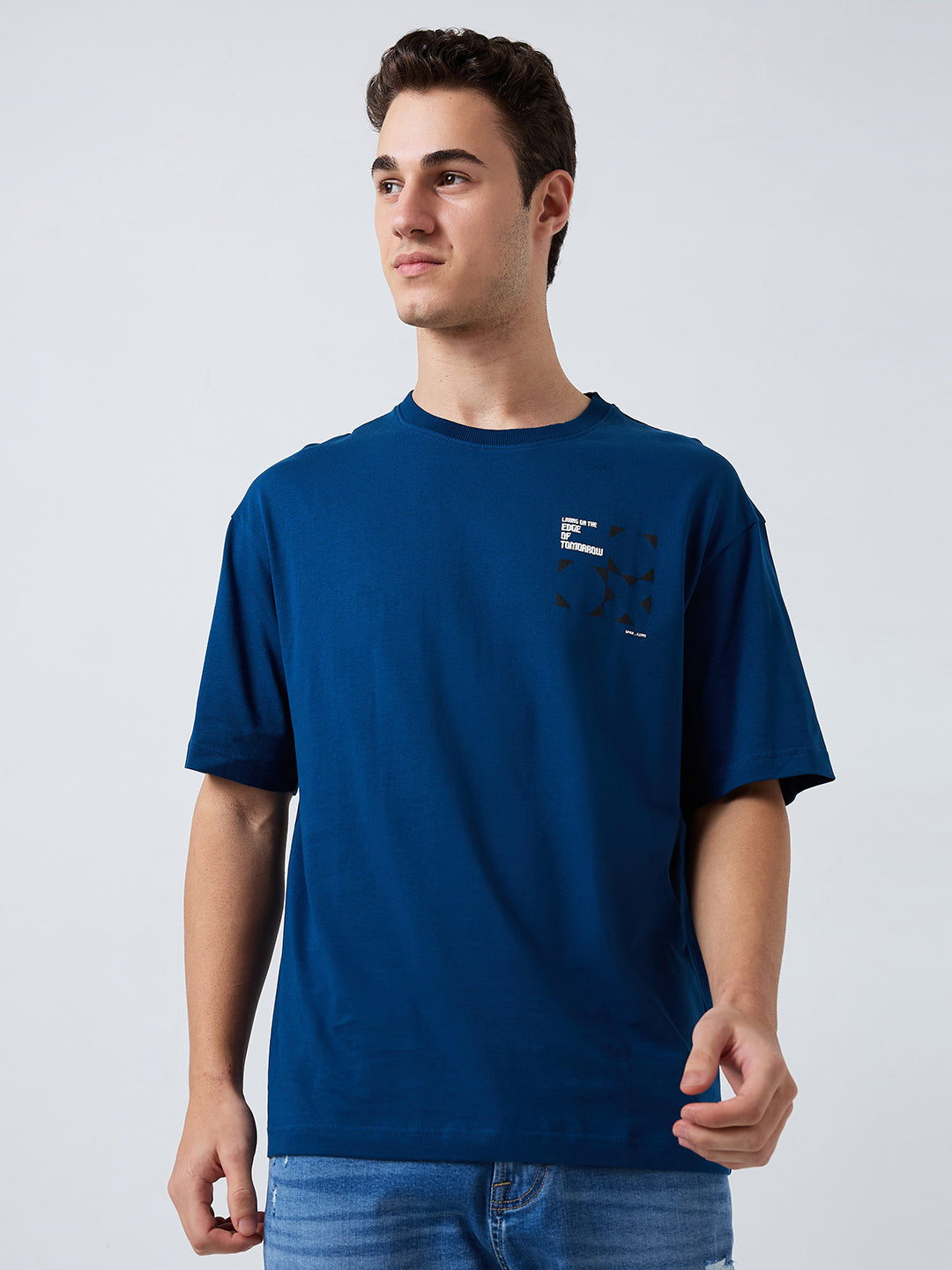 Spykar Mens T-Shirt H/S Mktft1Be015 Teal Blue