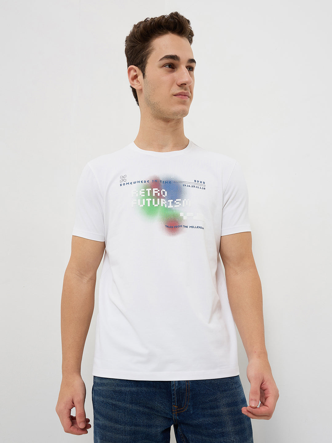 Spykar Mens T-Shirt H/S Mktft1Be109 White