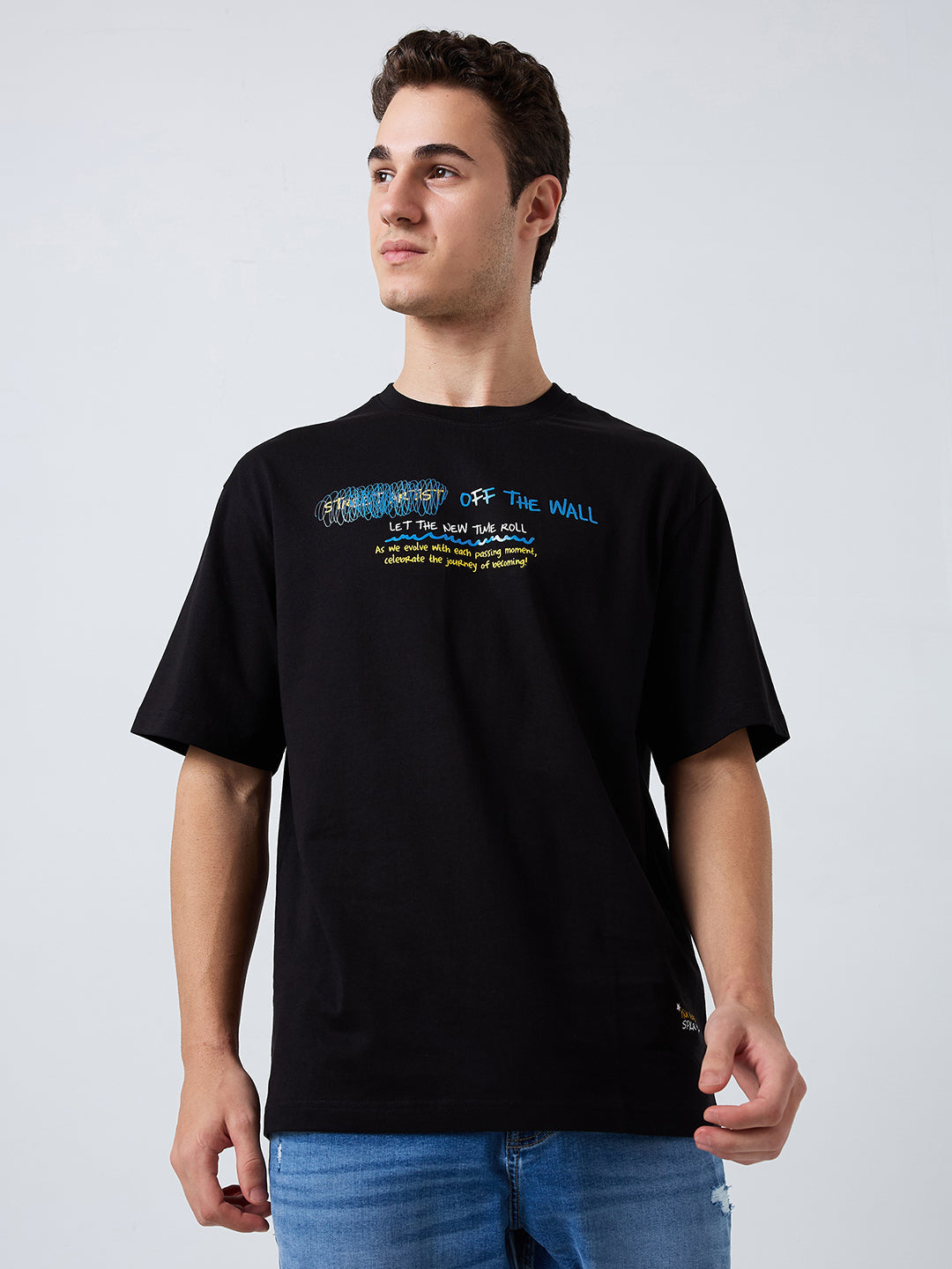 Spykar Mens T-Shirt H/S Mktft1Be148 Black - Goyalsons ShopMax
