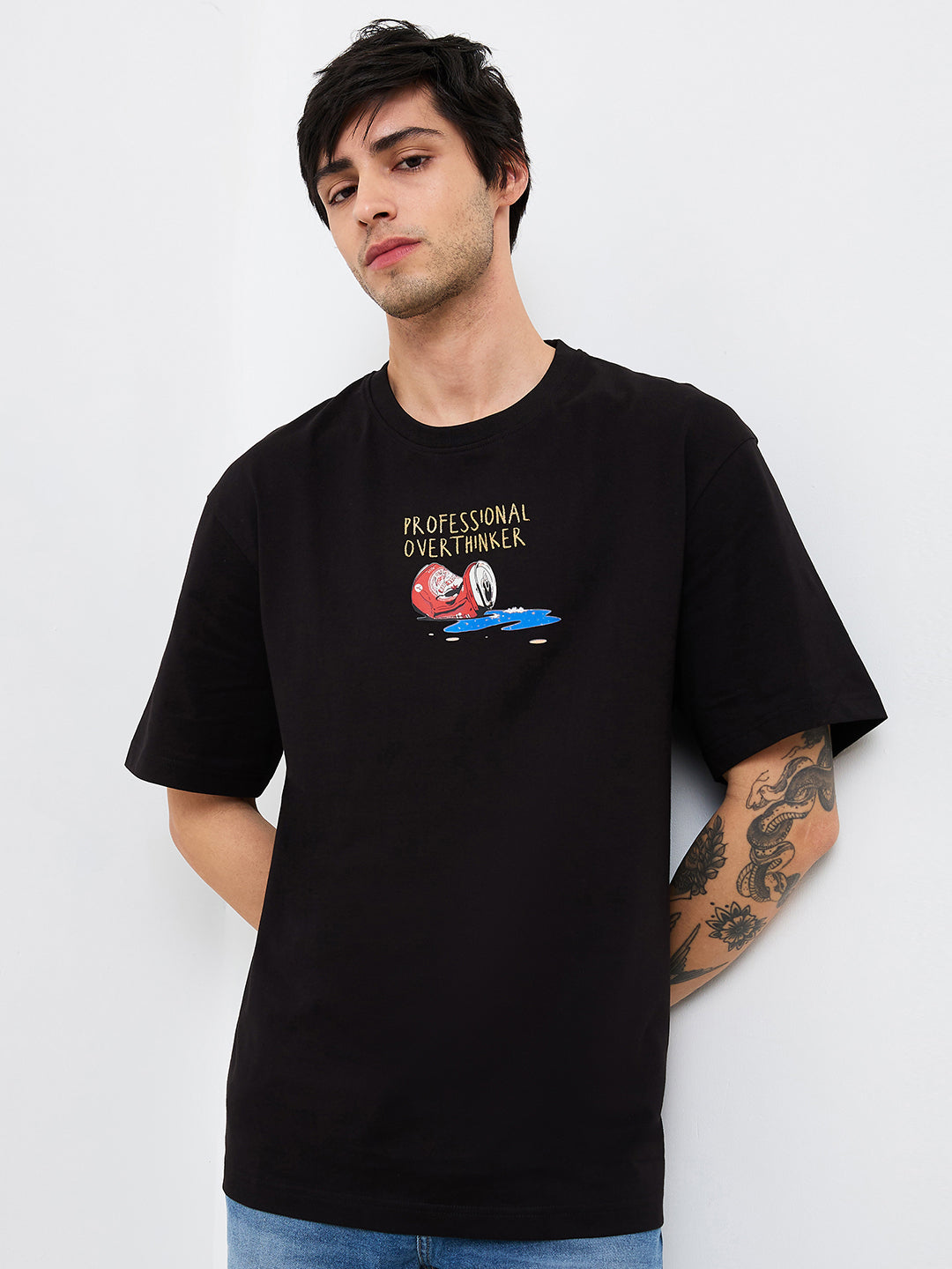 Spykar Mens T-Shirt H/S Mktft1Be180 Black