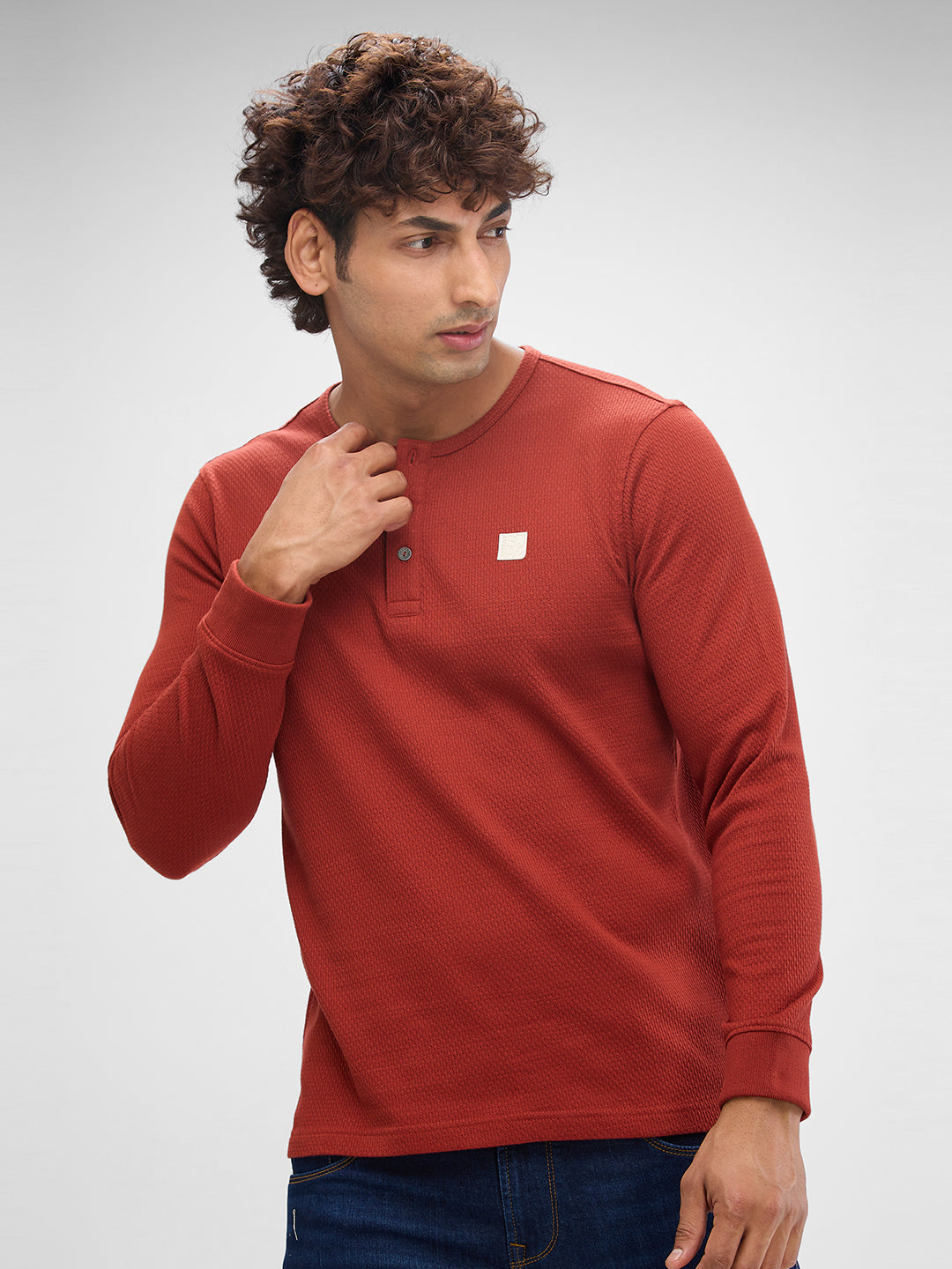 Spykar Mens T-Shirt F/S Mktft2Bd118 Brick Red