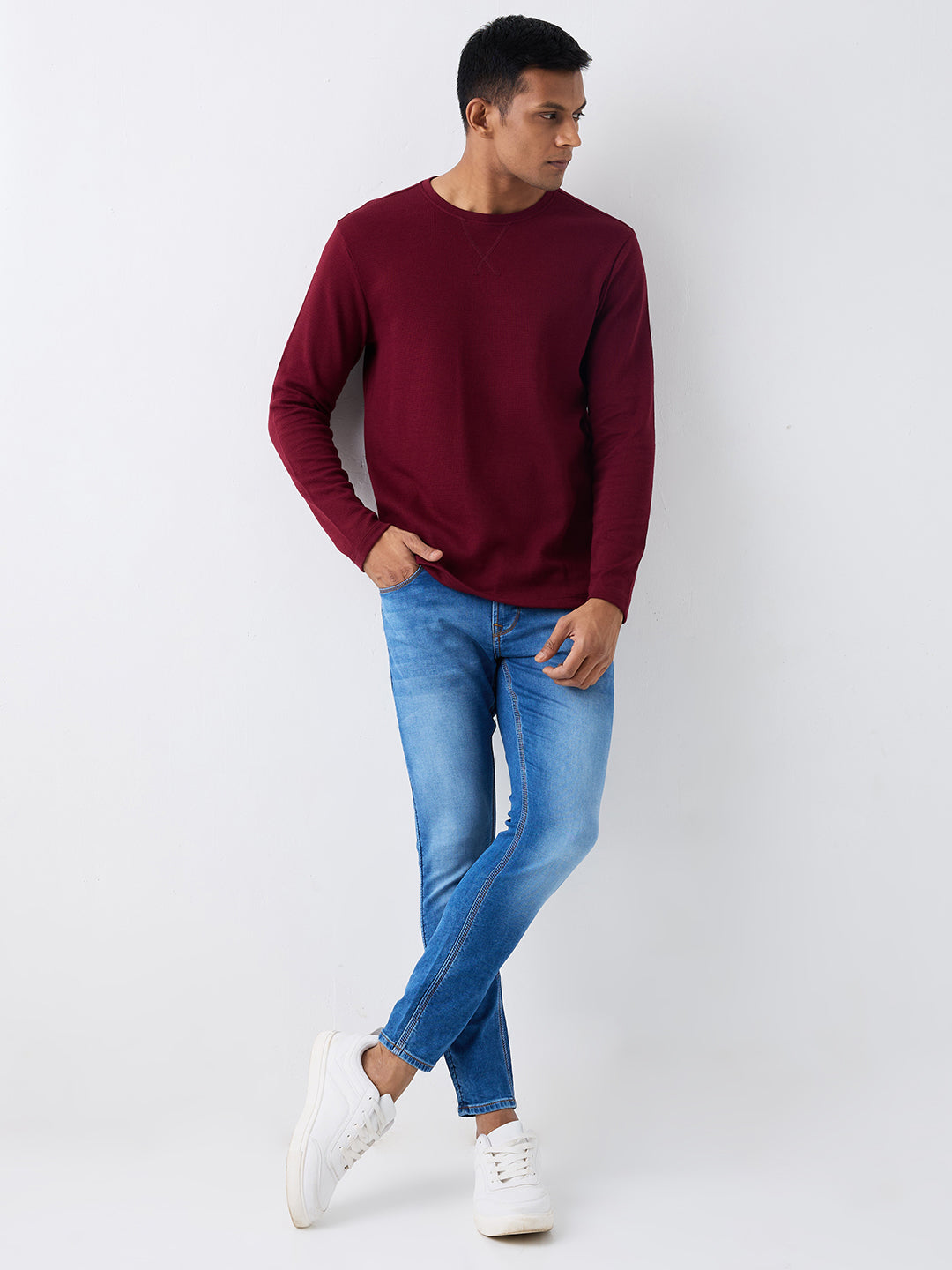 Spykar Mens T-Shirt F/S Mktft2Bd179 Wine Red