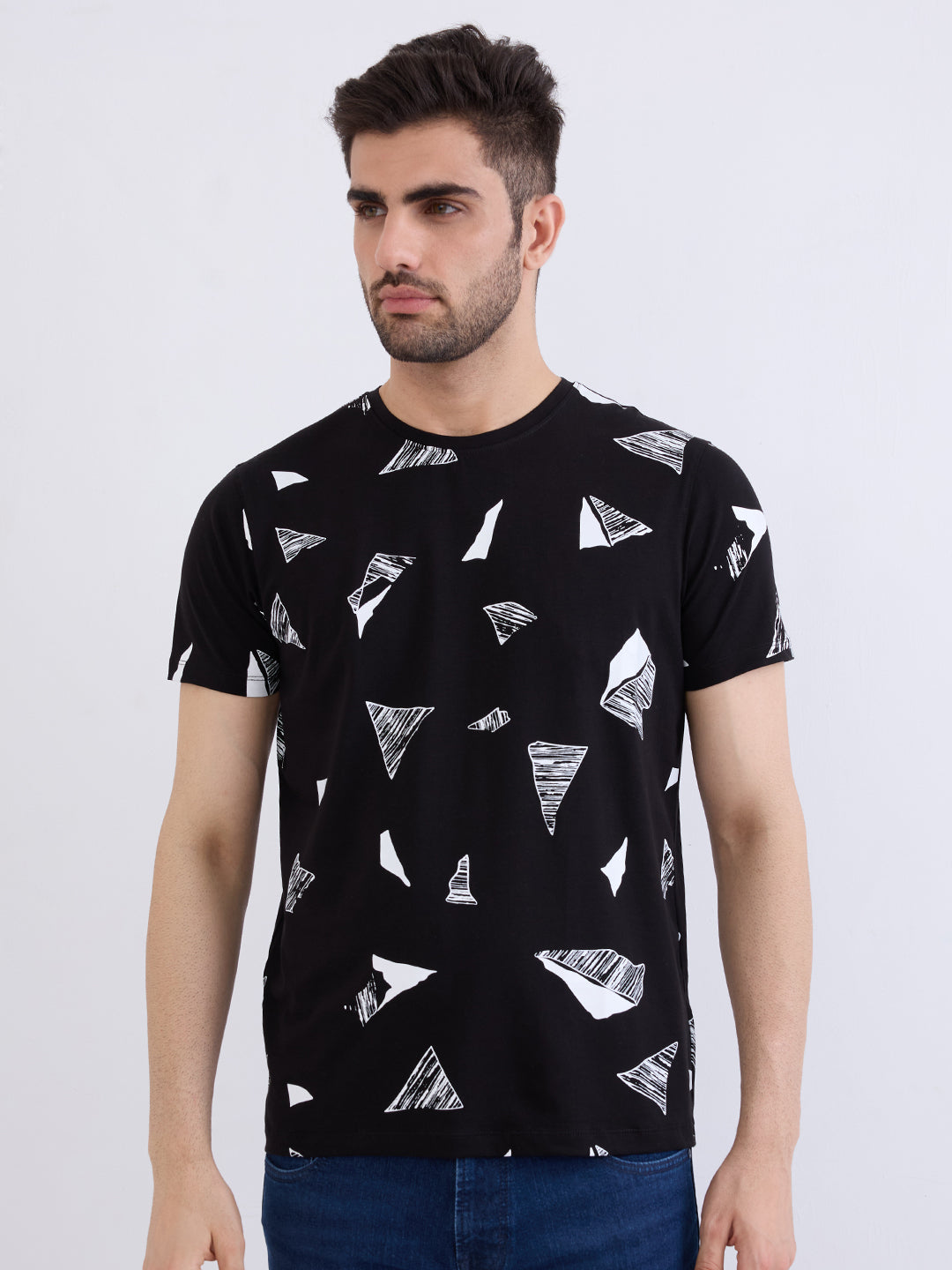 SPYKAR MENS T-SHIRT F/S MKTFT2BE057 BLACK