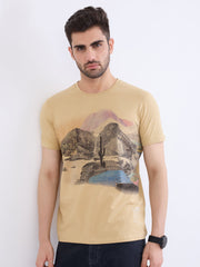 SPYKAR MENS T-SHIRT F/S MKTFT2BE074 TAUPE BEIGE