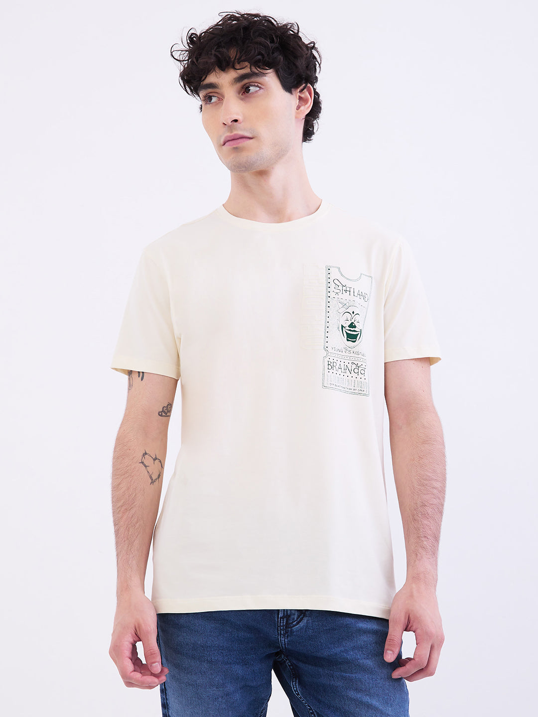 SPYKAR MENS T-SHIRT F/S MKTFT2BE099 OFF WHITE