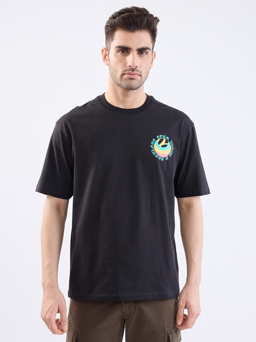 SPYKAR MENS T-SHIRT F/S MKTFT2BE103 BLACK