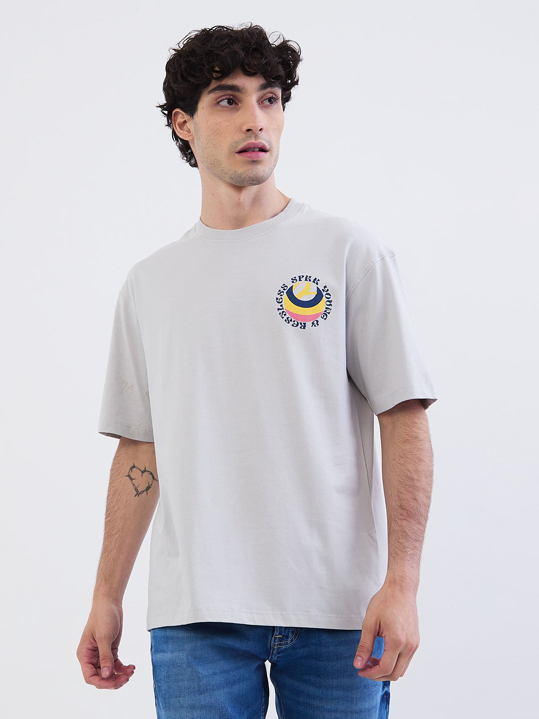 SPYKAR MENS T-SHIRT F/S MKTFT2BE103 SILVER GREY