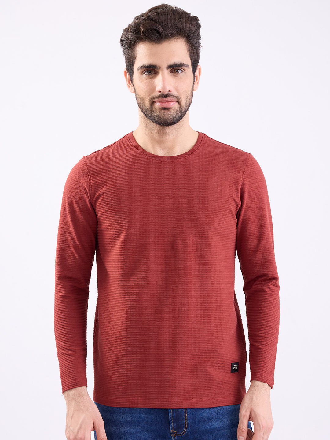 SPYKAR MENS T-SHIRT F/S MKTFT2BE131 BRICK RED