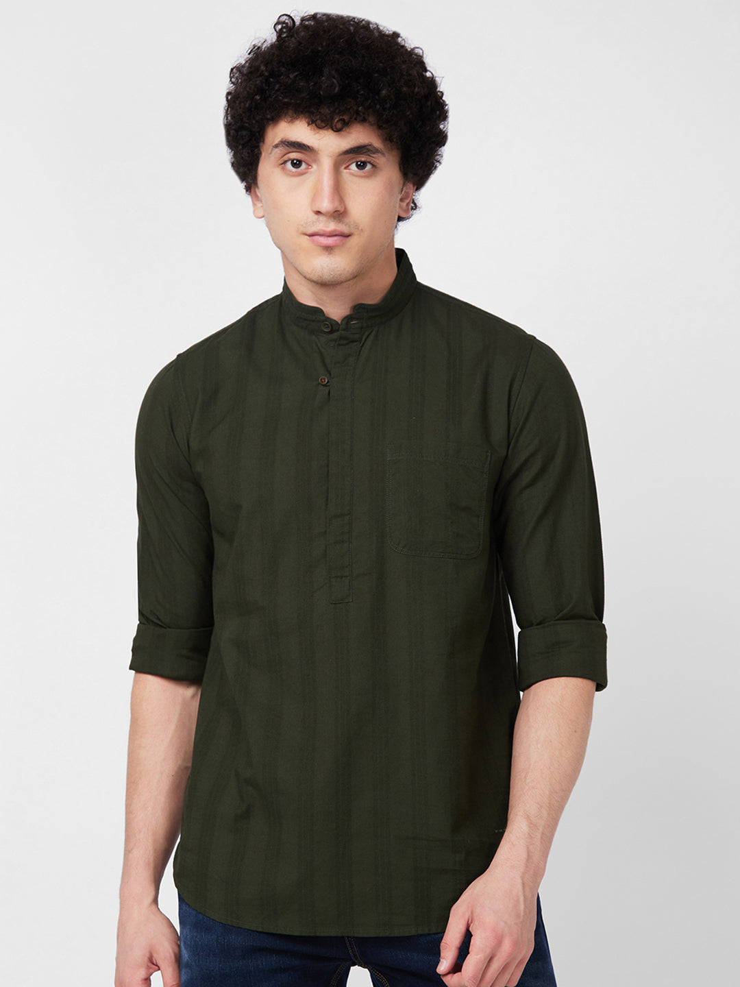 Spykar Mens Casual Shirt H/S Mkusos1Bd002 Rifle Green