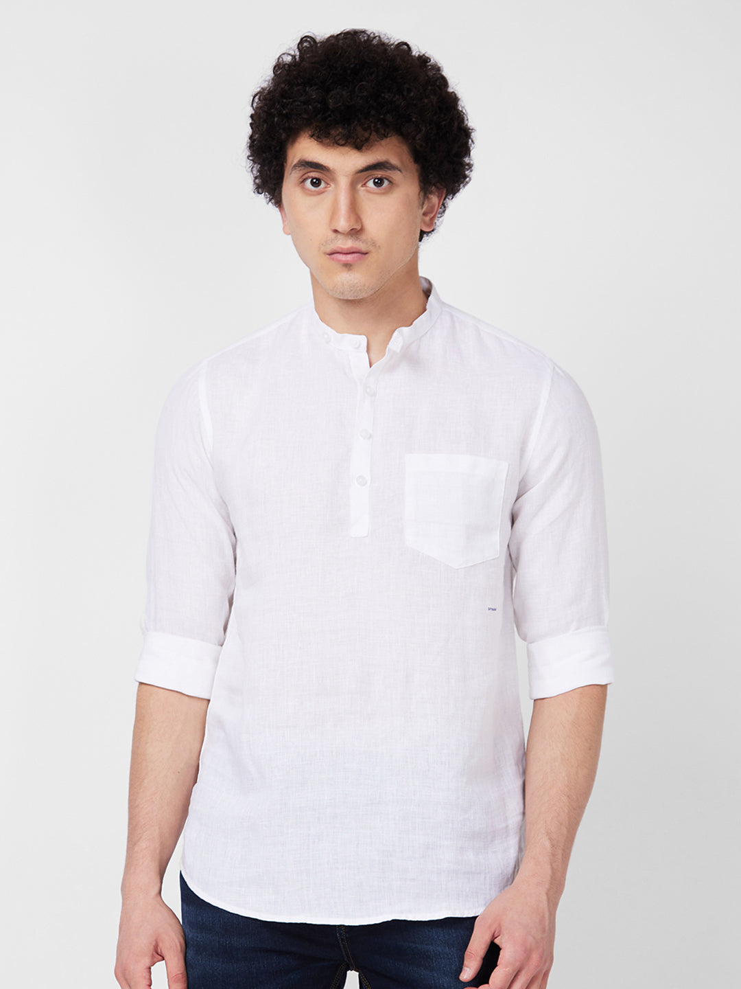 Men White Solid Full Sleeve Shirt