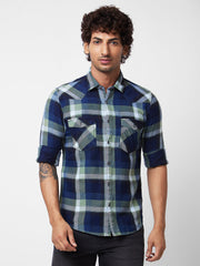 Men Green Checked Full Sleeve Shirt