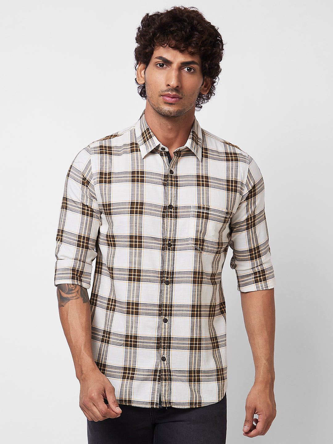 Spykar Mens Casual Shirt F/S Mshcs1Bd133 Military Green