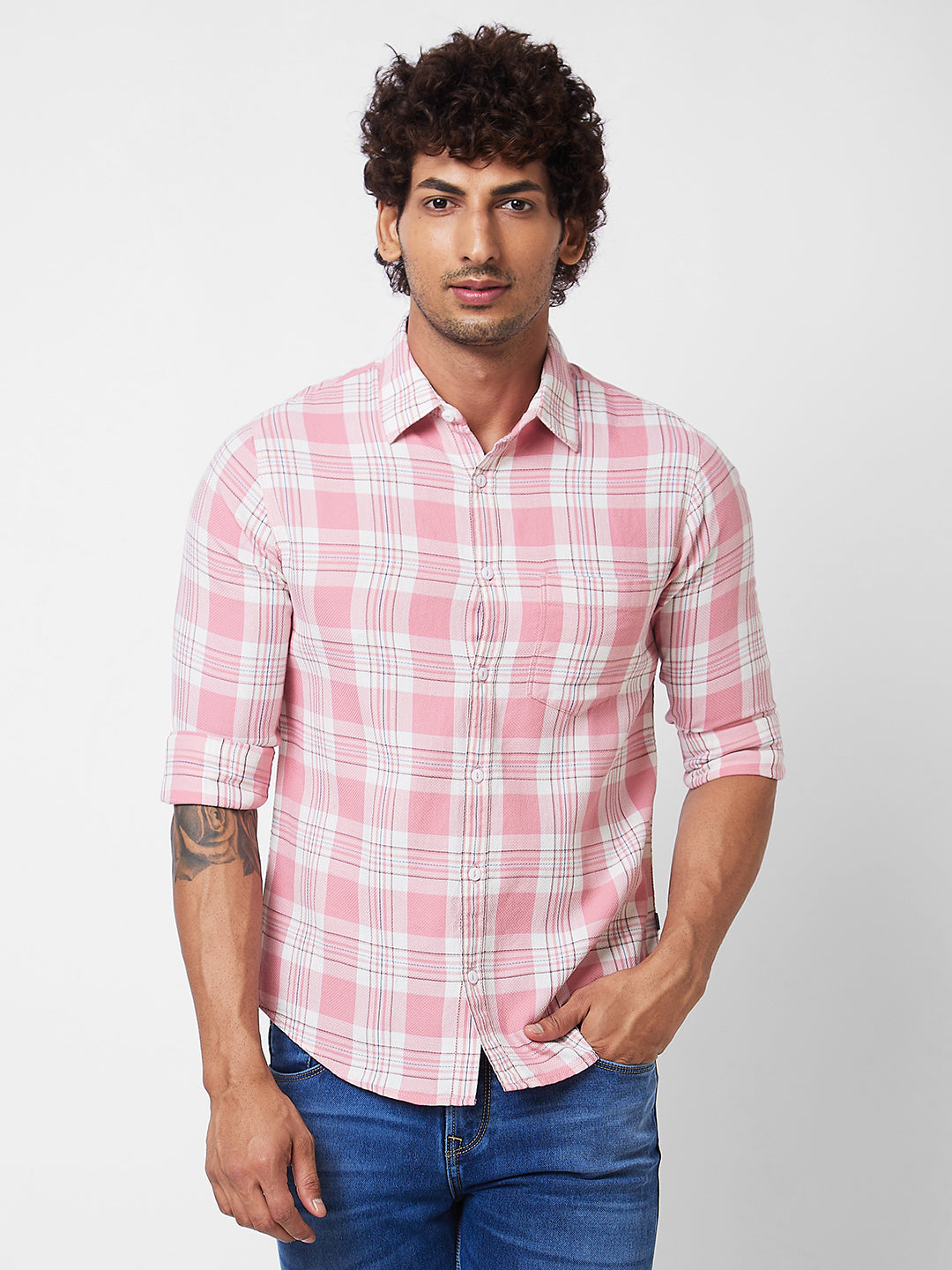 Spykar Mens Casual Shirt H/S Mshcs1Bd136 Dusty Pink