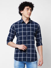 Spykar Mens Casual Shirt H/S Mshcs1Bd145 Navy Blue