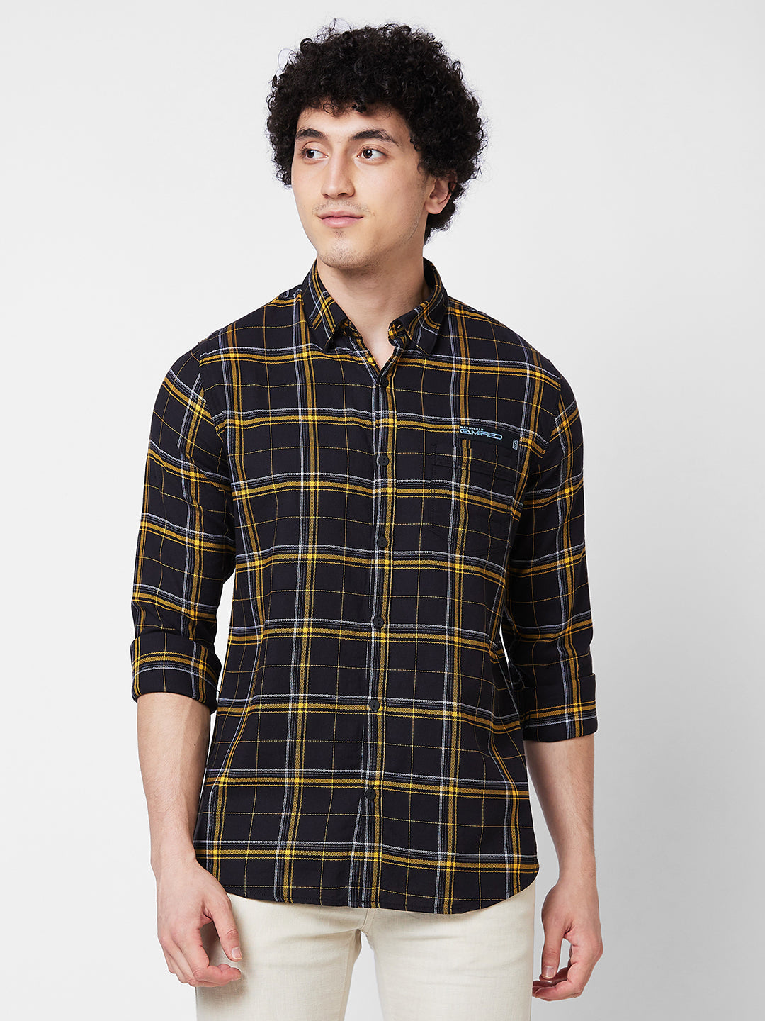 Spykar Mens Casual Shirt F/S Mshcs1Bd146 Black