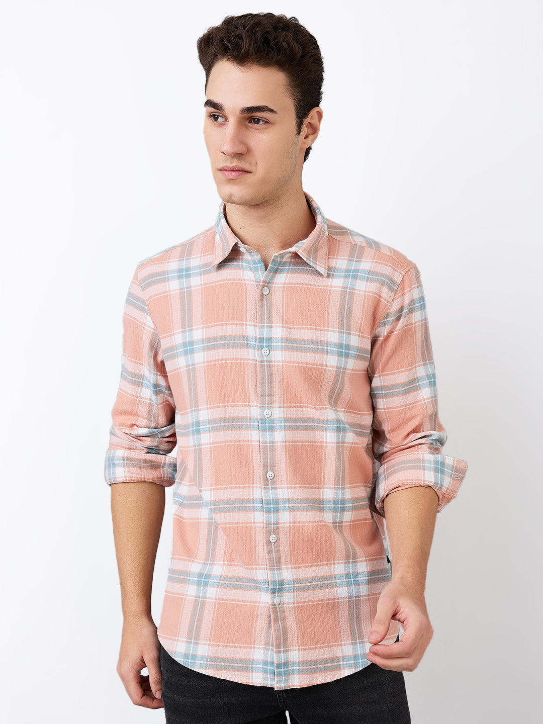Spykar Mens Casual Shirt H/S Mshcs1Be164 Tropical Pink