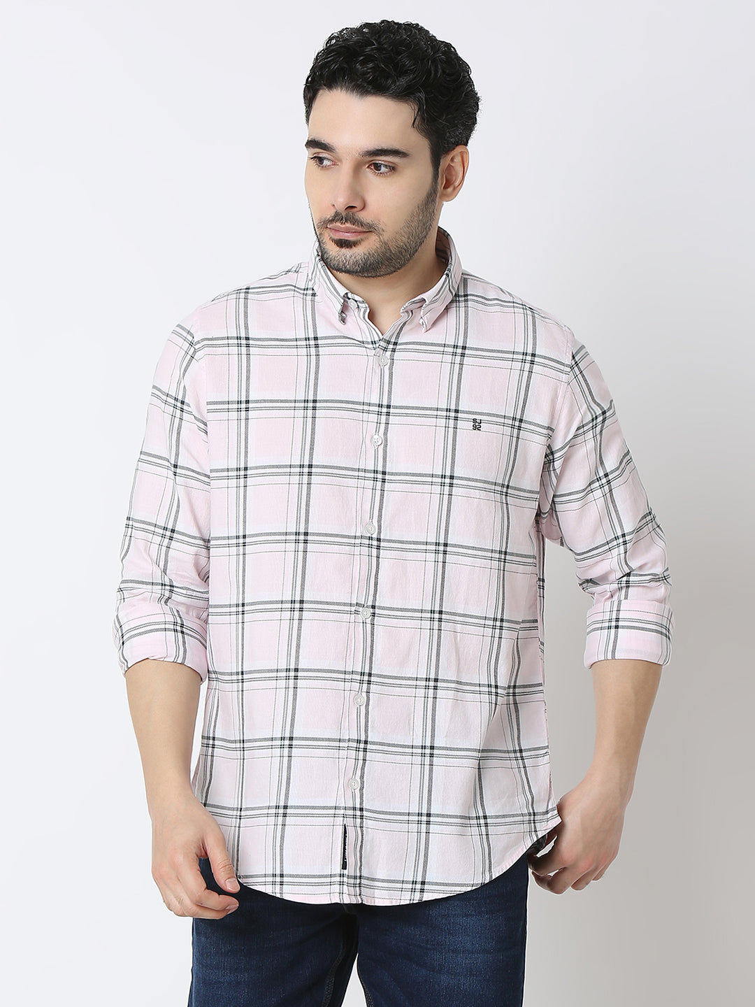 Spykar Mens Casual Shirt F/S Mshcs2Bd147 Powder Pink