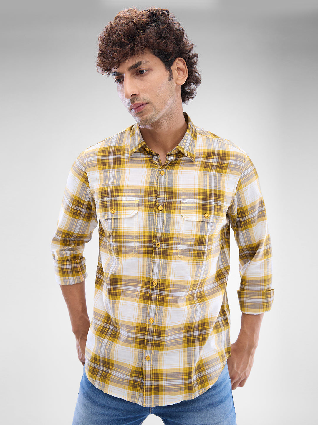 Spykar Mens Casual Shirt F/S Mshcs2Bd168 Sulphur Yellow
