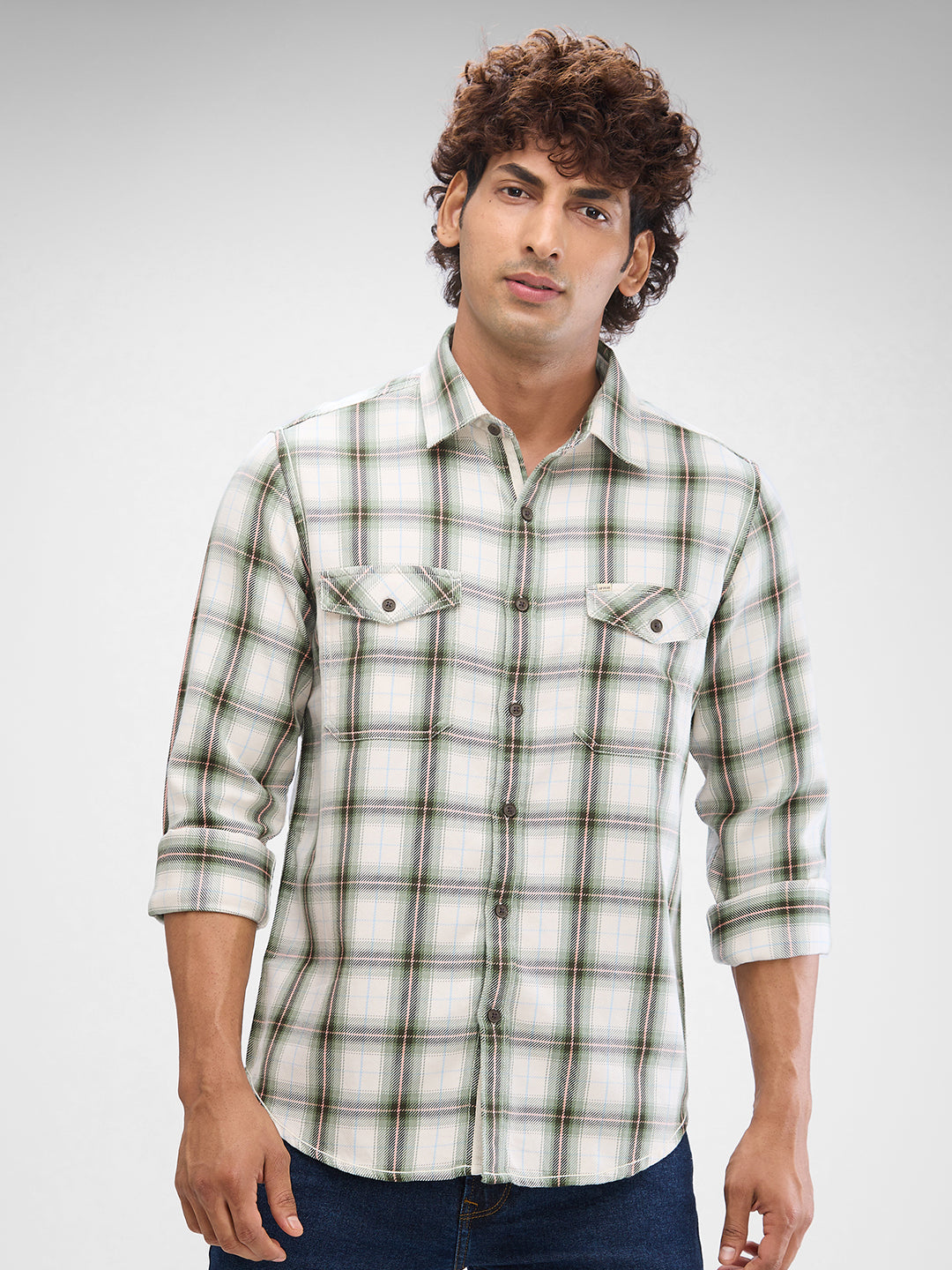 Spykar Mens Casual Shirt F/S Mshcs2Bd215 Sage Green