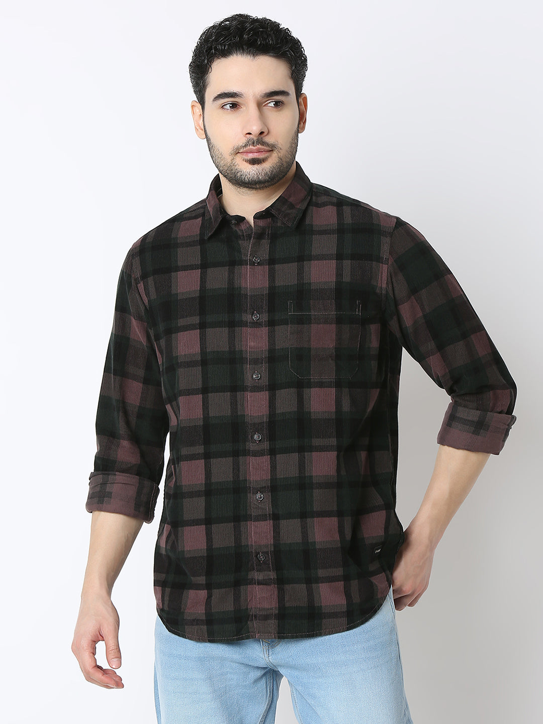 Spykar Mens Casual Shirt F/S Mshcs2Bd252 Deep Wine Red