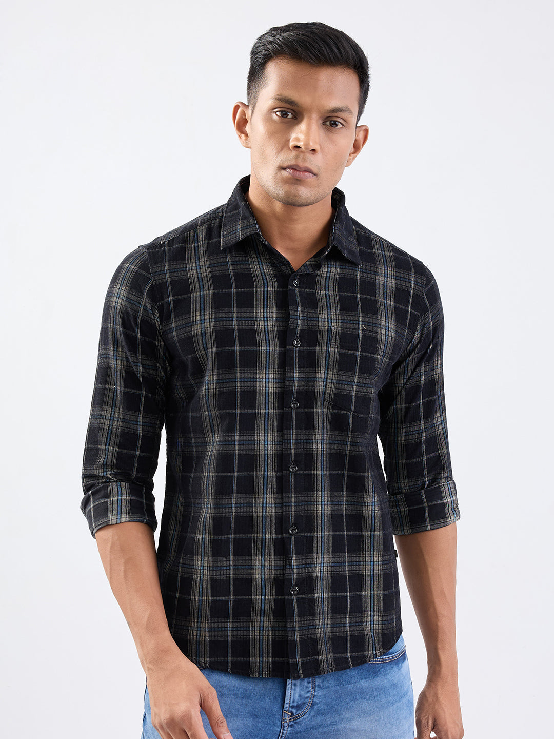SPYKAR MENS CASUAL SHIRT F/S MSHCS2BE005 JET BLACK