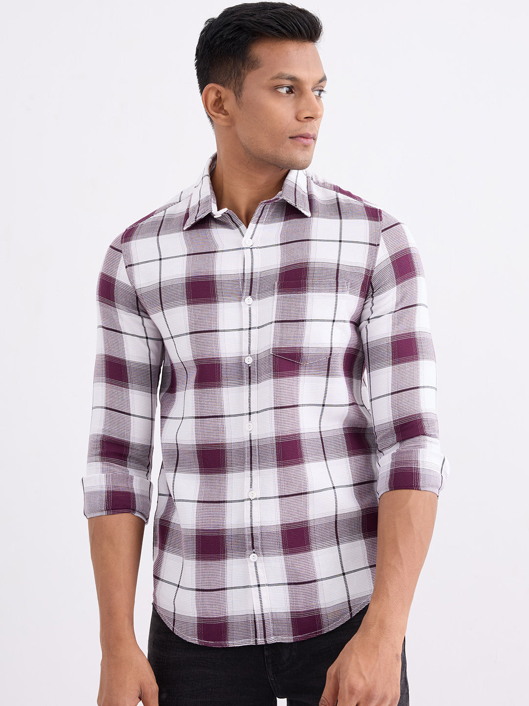SPYKAR MENS CASUAL SHIRT F/S MSHCS2BE008 Plum Red