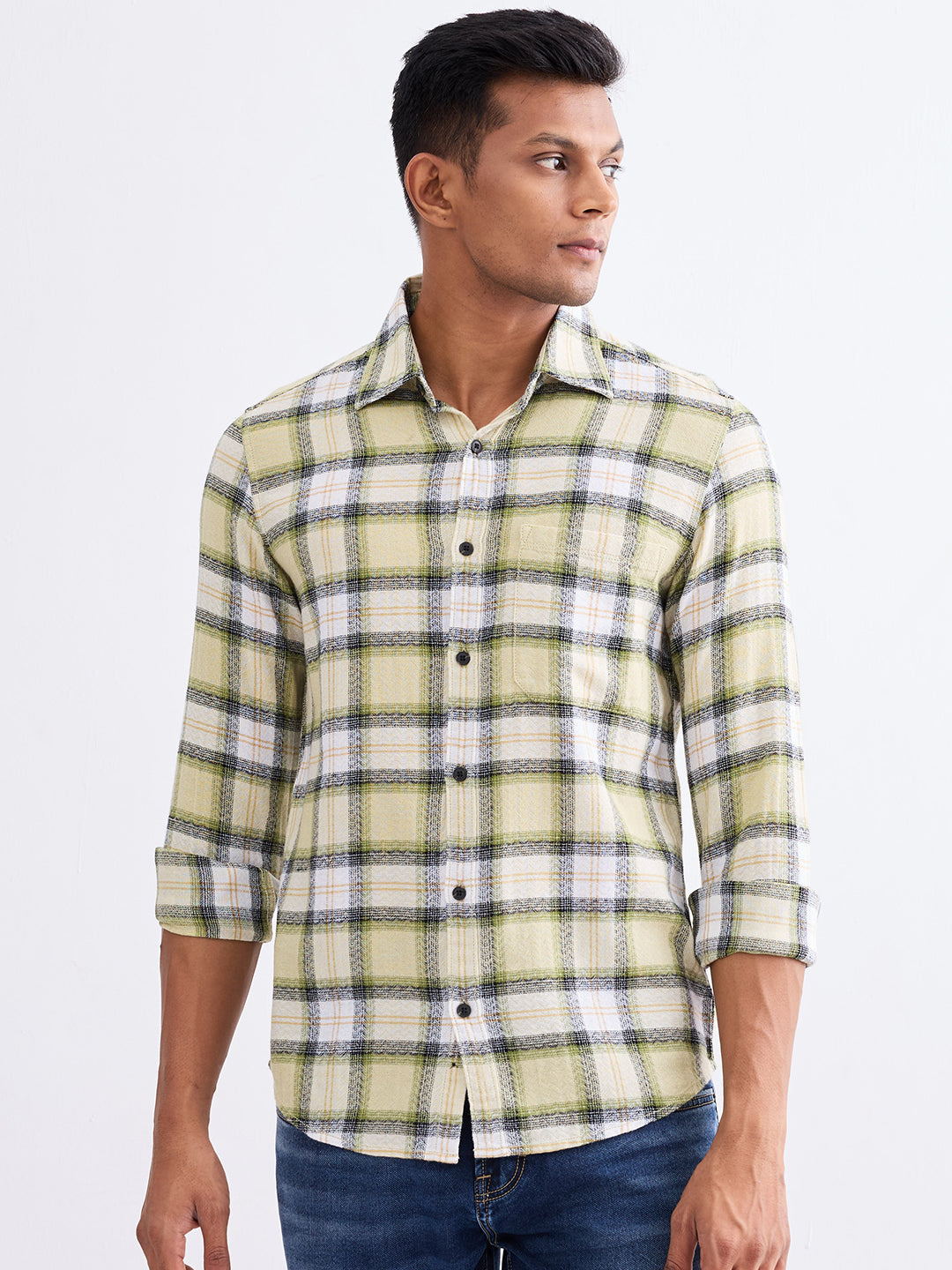 SPYKAR MENS CASUAL SHIRT F/S MSHCS2BE017 LINT GREEN