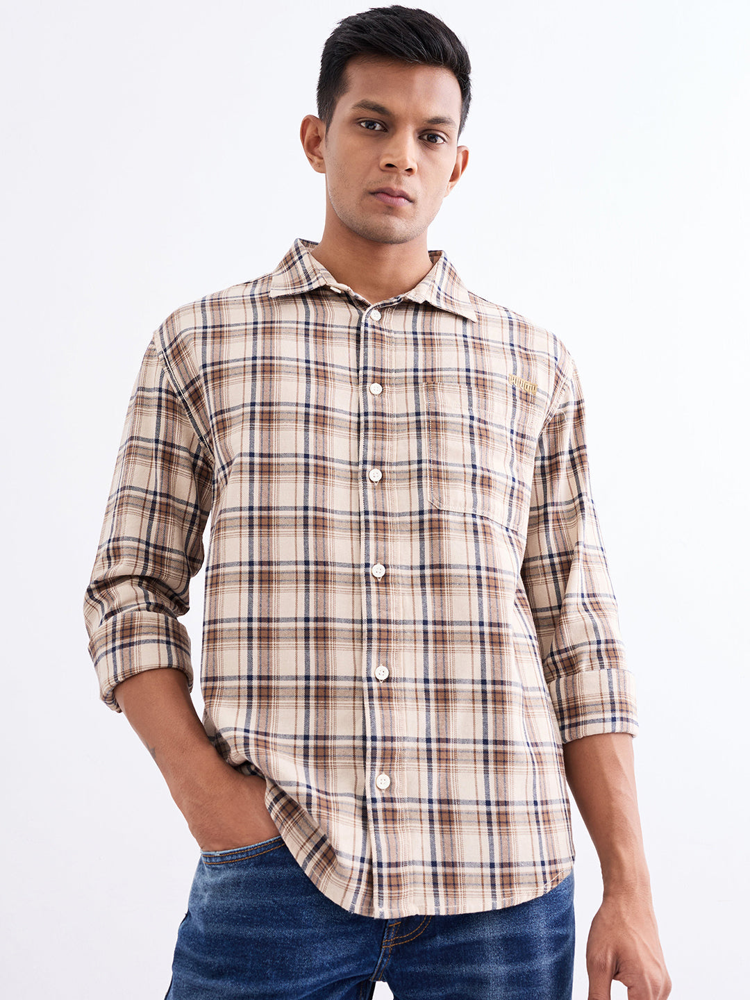 SPYKAR MENS CASUAL SHIRT F/S MSHCS2BE139 LIGHT FAWN