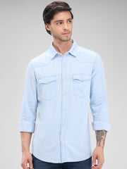Spykar Mens Casual Shirt F/S Mshd2Bd047 Light Blue