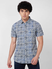 Spykar Mens Casual Shirt F/S Mshps1Bd024 Navy Blue