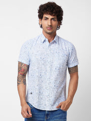 Spykar Mens Casual Shirt F/S Mshps1Bd255 Sky Blue