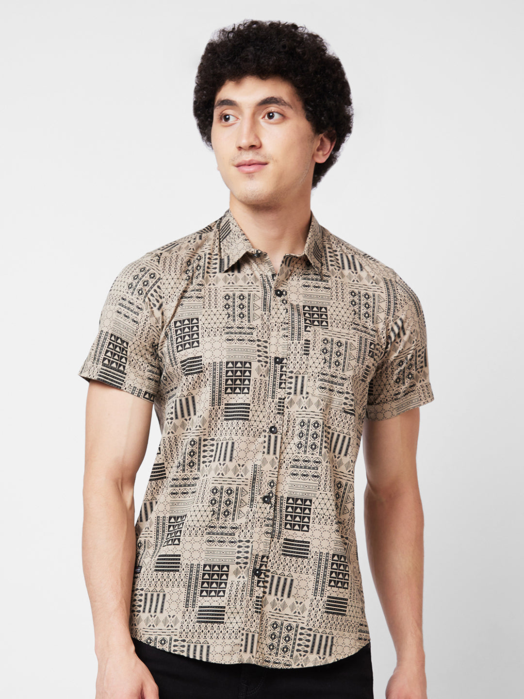 Spykar Mens Casual Shirt F/S Mshps1Bd260 Sand Khaki