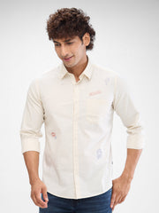 Spykar Mens Casual Shirt F/S Mshps2Bd027 Cream White