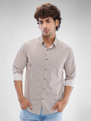 Spykar Mens Casual Shirt F/S Mshps2Bd064 Bison Brown