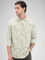 Spykar Mens Casual Shirt F/S Mshps2Bd077 Moss Grey
