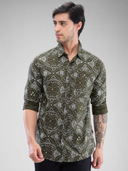 Spykar Mens Casual Shirt F/S Mshps2Bd204 Military Green